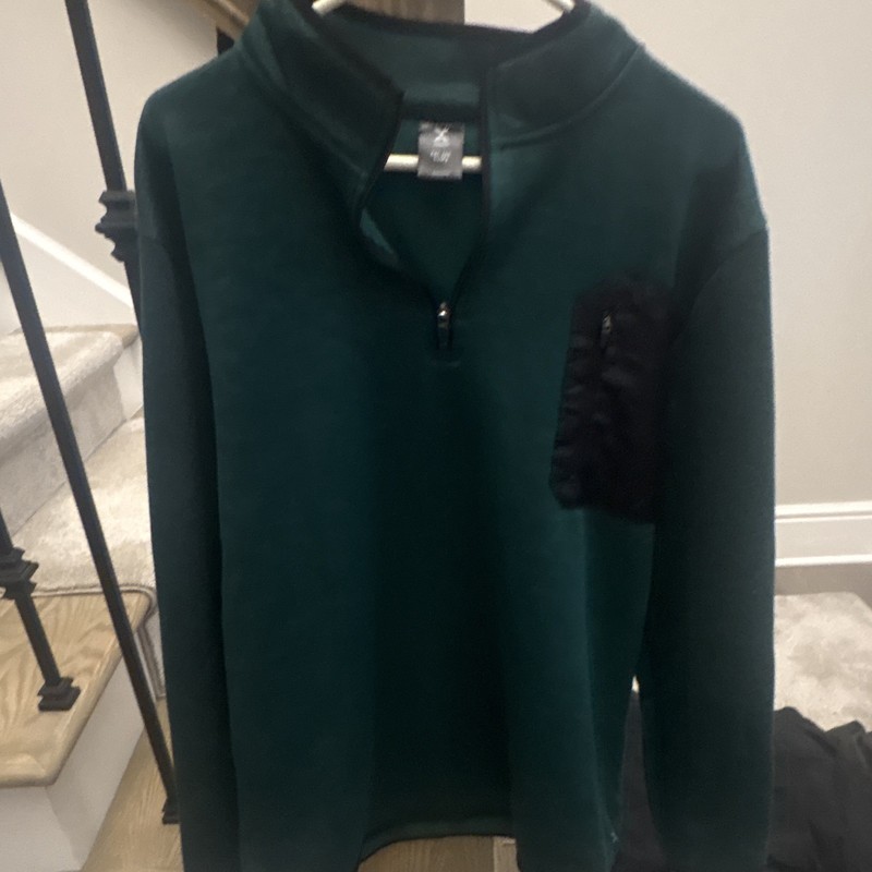 Xersion Men’s Green Solid 1/4 Zip Mock Neck Sweatshirt Zip Pocket XXL B&T