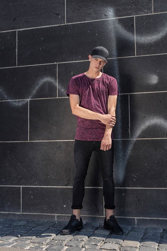 Acid Washed Tee BY070 Men's cool basic Short Sleeve Crew Neck comfotable T-Shirt gallery