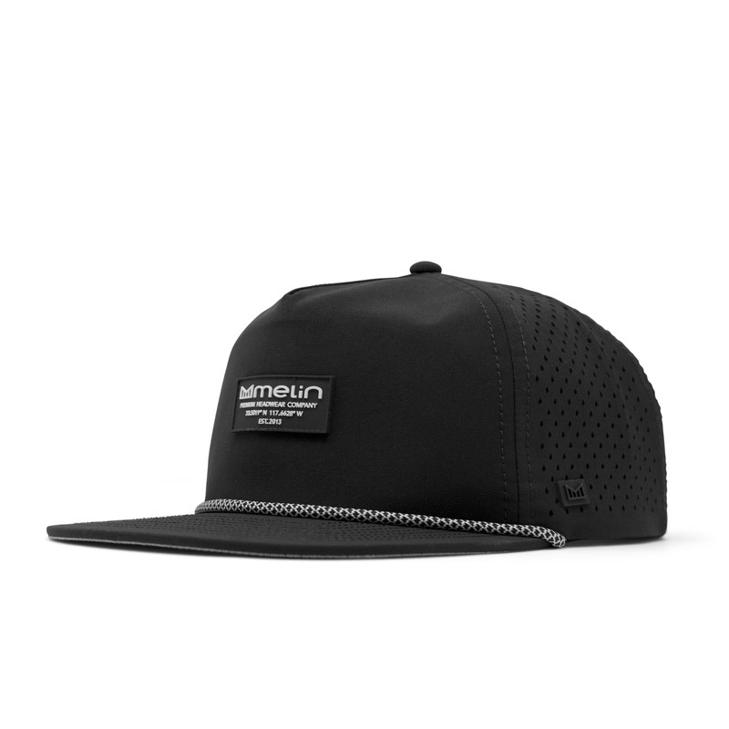 Men’s Black Hydro Snapback Hat, Water-Resistant Cap for Golf and Running