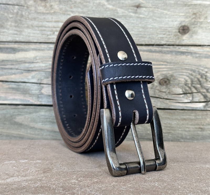 Genuine Leather Men’s Belt Heavy Duty Thick With Removable Buckle Work Belt