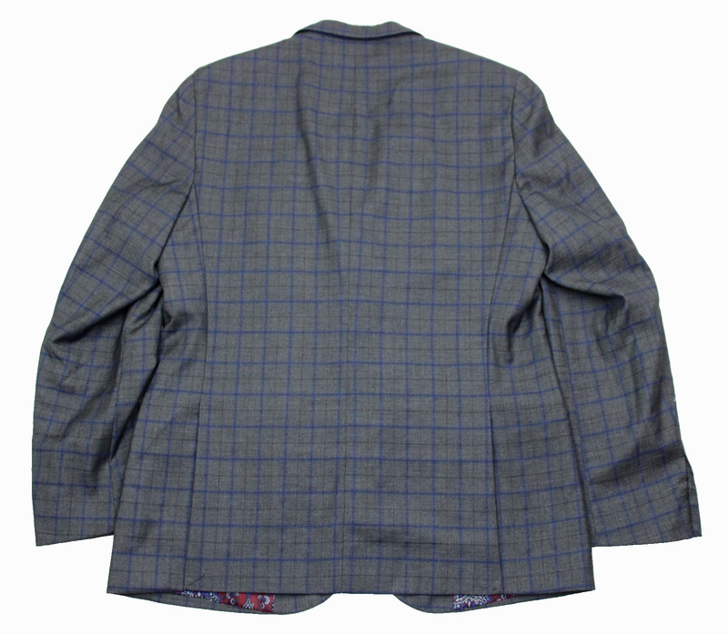 TailorByrd Blazer Mens 48 R Charcoal Blue Windowpane Stretch Sport Coat Jacket gallery