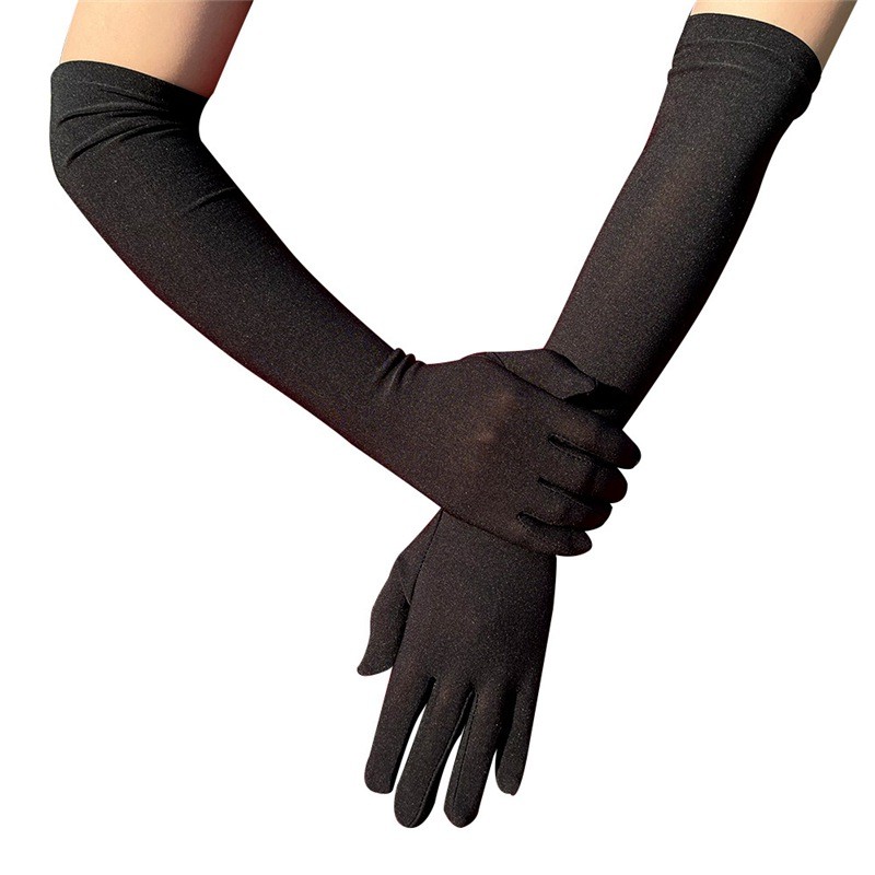 Ladies Long Gloves Evening Party Milk Silk Opera Wedding Bridal Solid Stretch gallery