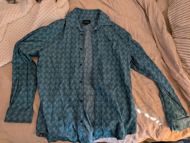 Pokemon Center Charizard Pattern Long Sleeve Dress Shirt Size Large