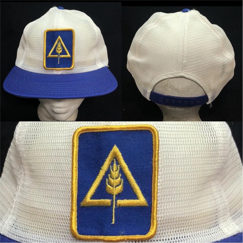 Vtg Wheat Golden Triangle All Mesh Trucker Snapback Hat Logo Patch Cap Farmer