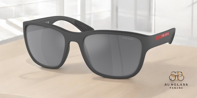 PRADA LINEA ROSSA PS 01US UFK5L0 Grey Rubber Grey Mirror 59 mm Men’s Sunglasses