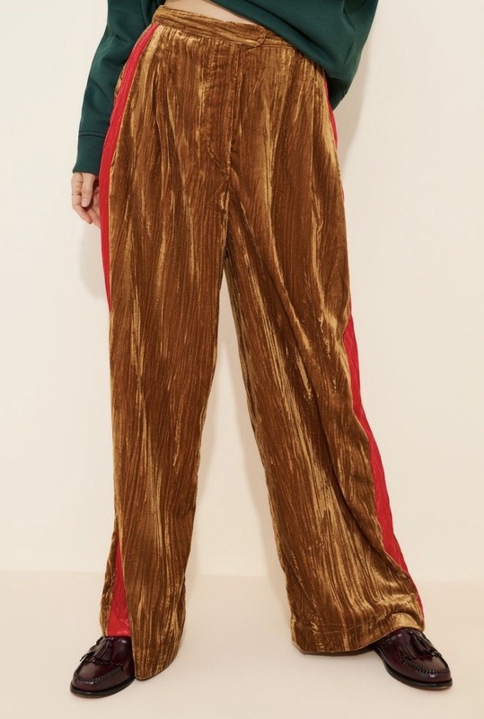 FARM RIO Side Stripe Ribbed Velvet Pant Anthropologie Wide Leg Corduroy Trousers gallery