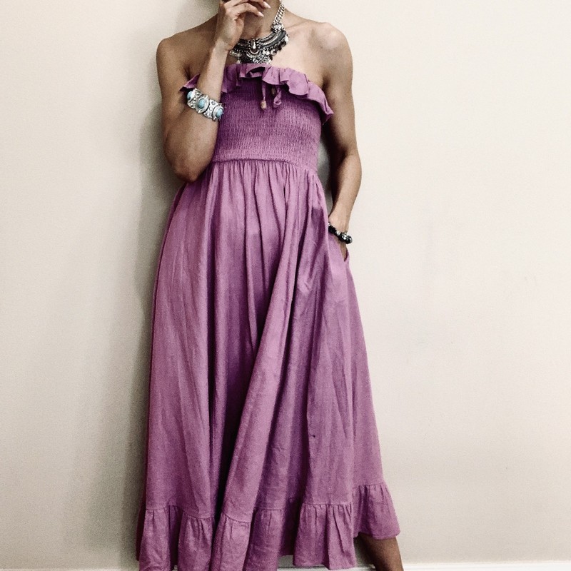 Brand New Free People Maxi Linen Dress Size m gallery