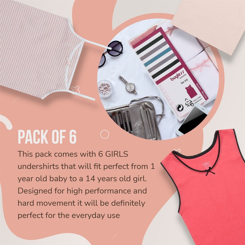 Buyless Fashion Girl Tanks Cotton Undershirts for Dance Gymnastics, Kids(6 Pack) gallery