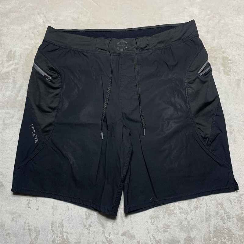 Hylete Shorts Mens XL Black Above Knee Training CrossFit Zip Pockets Gym
