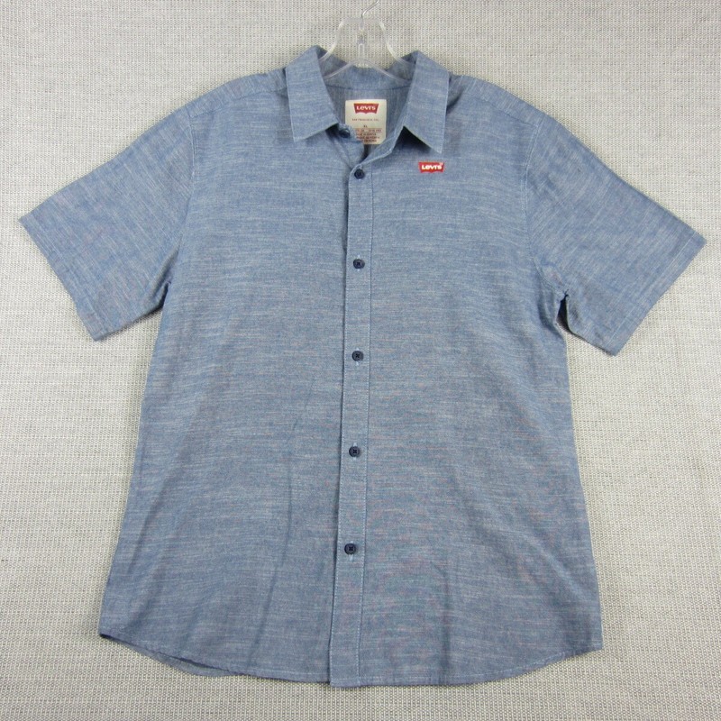 Levis Shirt Teen Boy XL Light Blue Chambray Short Sleeve Button Collared Casual