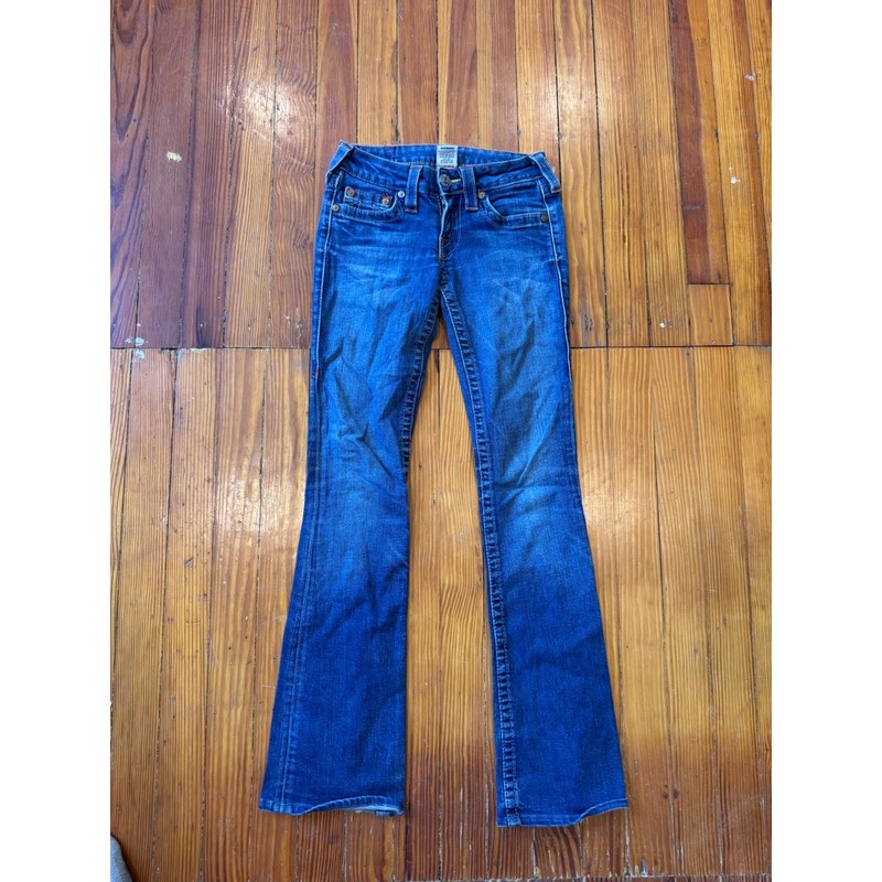 True Religion Joey Flare Jeans Medium Wash Low Rise Size 25 Made in USA