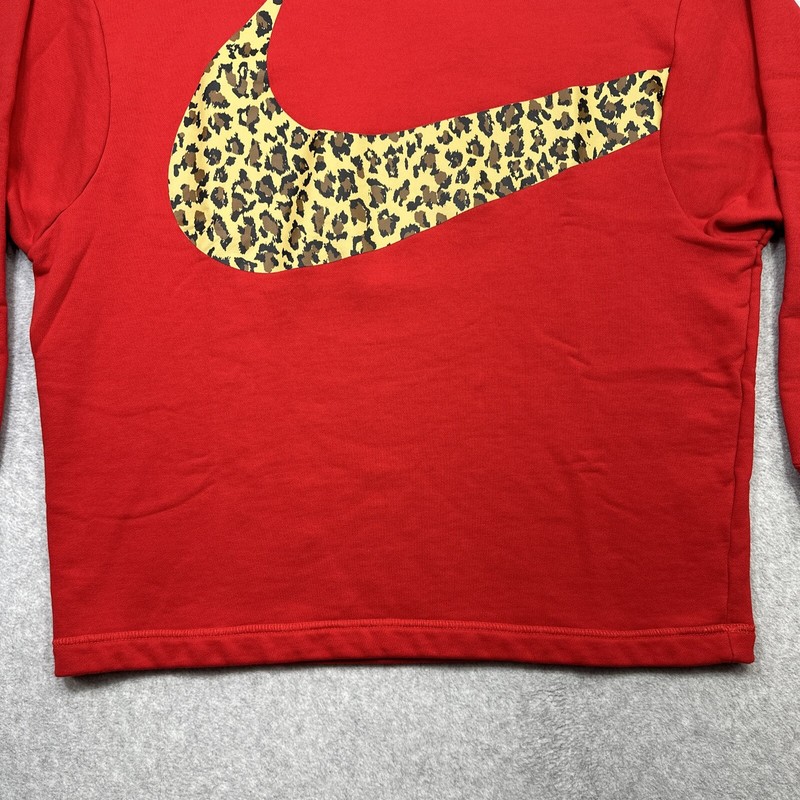 Nike Sweatshirt Small Red Wraparound Swoosh Leopard Oversized Casual Comfort gallery