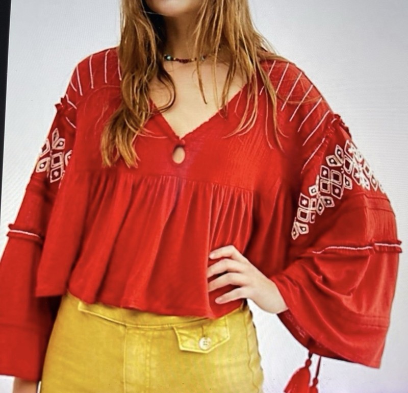 Free People Penny Love 3/4 Bell Sleeve S