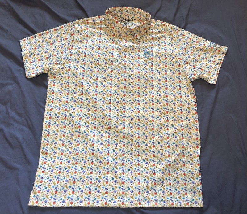 Barstool Sports Golf Polo Shirt Mens Large Cactus Skull Sun AOP Lightweight
