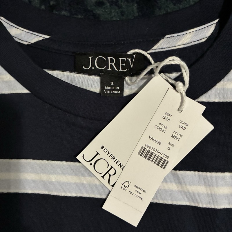J Crew boyfriend long-sleeve t-shirt, striped, small women's gallery