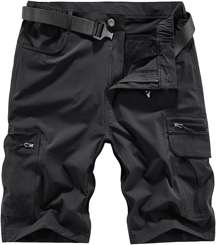 Mens Quick Dry Hiking Cargo Shorts 4Way Stretch Multi Pockets 30-46 No Belt