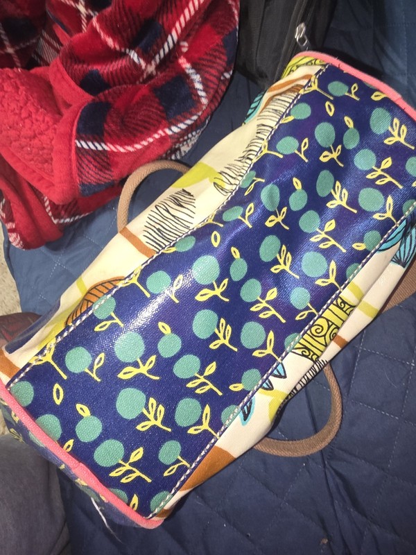 Fossil Key-Per Multicolor Floral Shoulder Bag Zip Closure Charm Lined Pockets