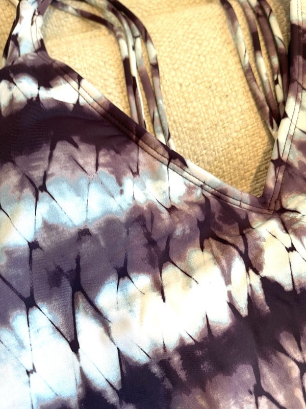 Hobie Brand Women’s Purple/White Tie-Dye Macrame Back One Piece Sz S gallery