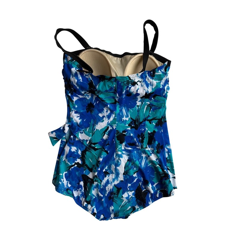 Maxine of Hollywood Blue Floral Tiered One Piece Swimdress Womens 16 MM3MW31 gallery