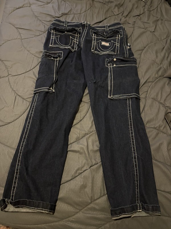 Navy Blue Cargo True Religion￼Double Stitch