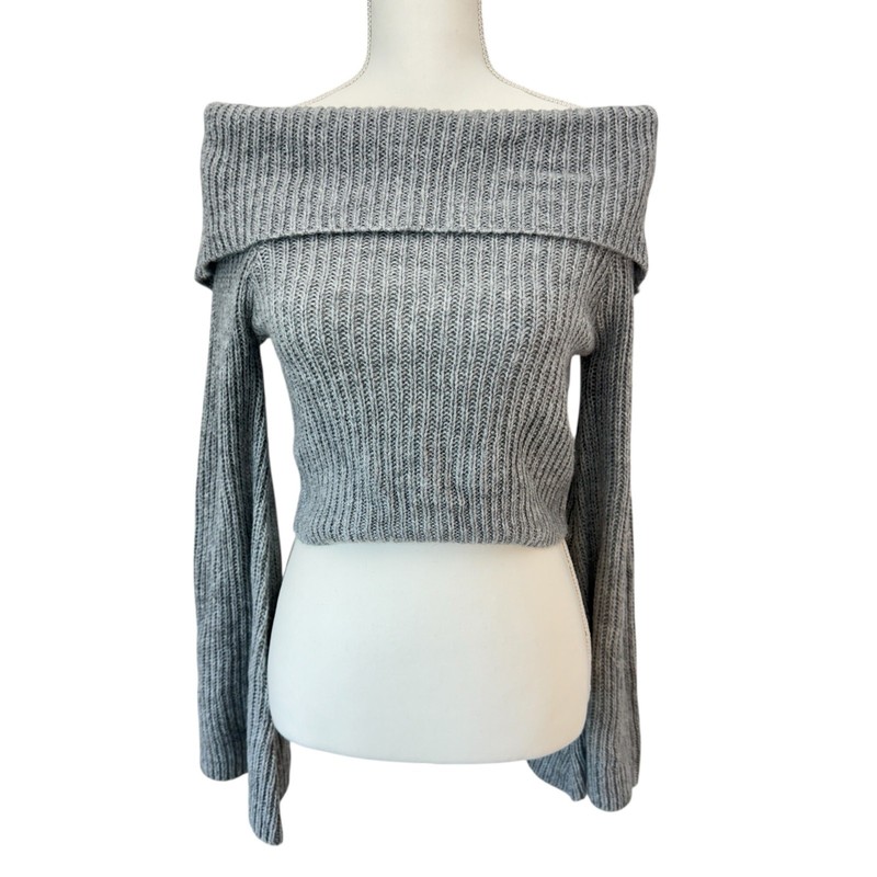MAVERICK THE COLLECTION Sweater Cropped Size S Off Shoulder Ribbed Knit Cropped gallery