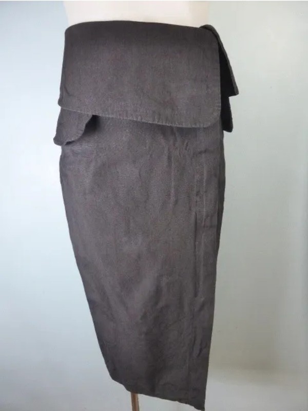 CUE high waisted brown skirt Imported Fabric Italy 8 Work Wear Linen Designer