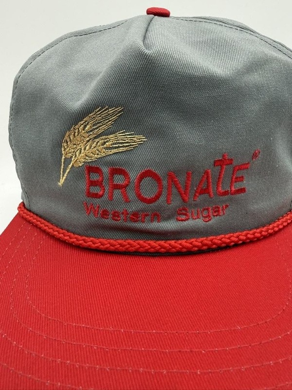 Vintage Bronate Western Sugar Hat Cap Strap Back Gray Mens One Size Rope Wheat gallery