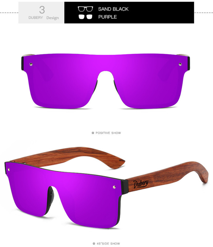 DUBERY Rimless Wood Polarized Sunglasses Men Women Square Wooden Temple Glasses gallery