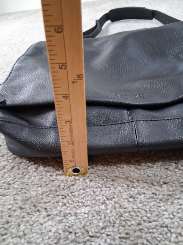 Kenneth Cole Black Courier Messenger Crossbody Bag Polyethylene Foam Snap Zip gallery