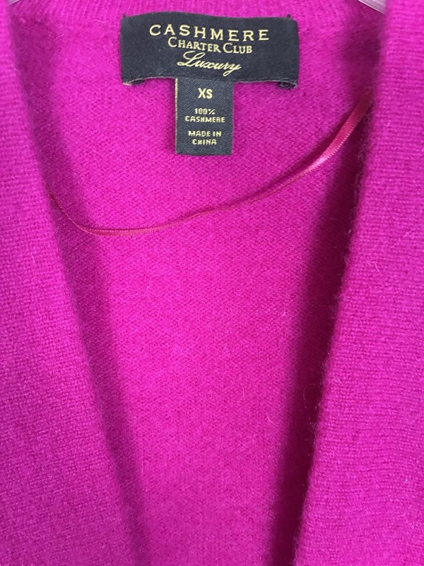 Charter Club Luxury 100% Cashmere Open Front Cardigan Size XS Purple Classic gallery