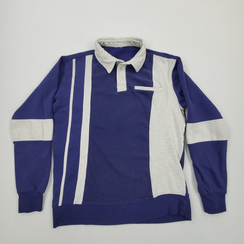 Vtg 90s Pullover Polo Sweatshirt Shirt Collared Colorblock Pockets Golf Grandpa