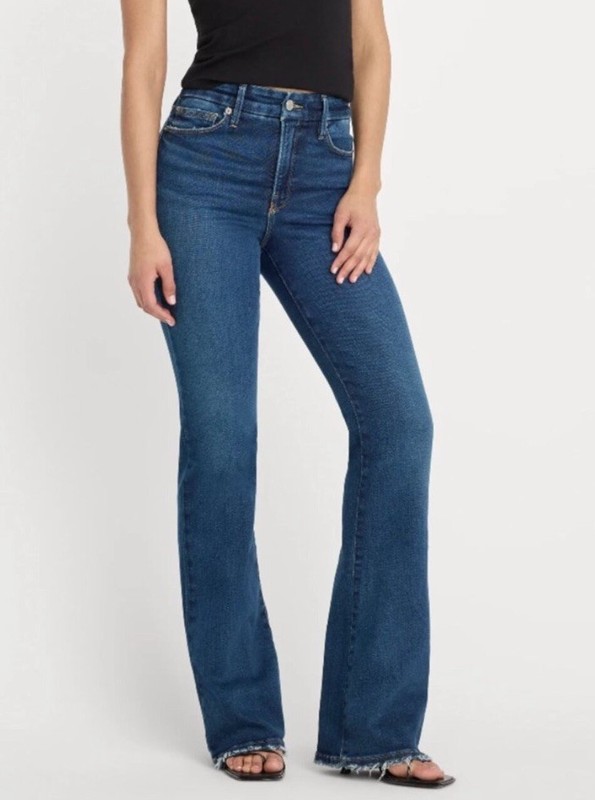 Good American Soft Tech Good Classic High-Rise Bootcut western Jeans Stretch 12 gallery