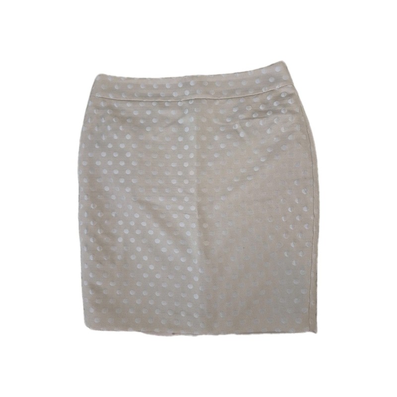 Ann Taylor Women’s Size 10 Beige/White Polka Dot Jacquard Lined Pencil Skirt