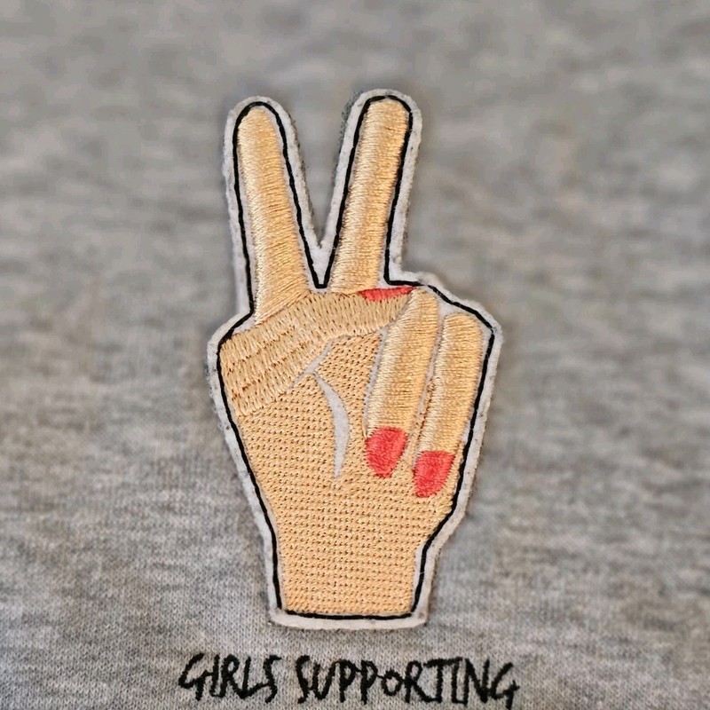 Women’s Gray Sweatshirt Embroidered Girls Supporting Girls size small to medium