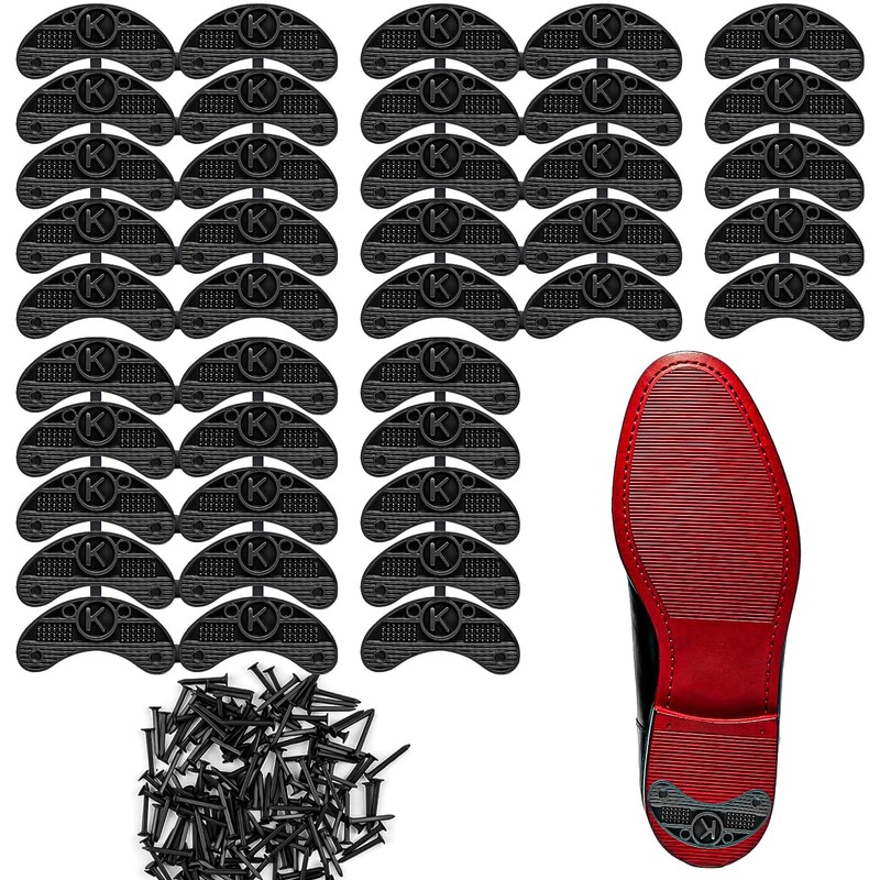 ECNHIVE 40 Pcs Heel Taps, Black Heel Shoe Taps for Heels with 160 Nails, Rubb…