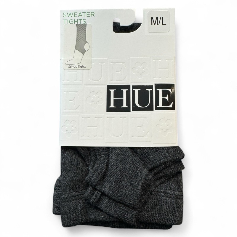 Hue Womens Stirrup Sweater Tights Size M/L Graphite Heather Gray Chevron