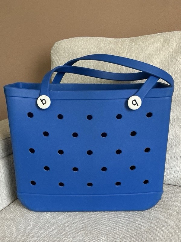 Bogg Blue Perforated Solid Rectangle Tote Bag Double Handles