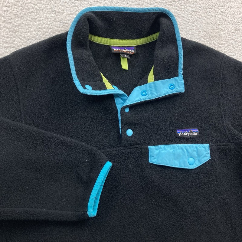 Patagonia Synchilla Snap T Fleece Pullover Women Medium Black 25455 BULM Hiking