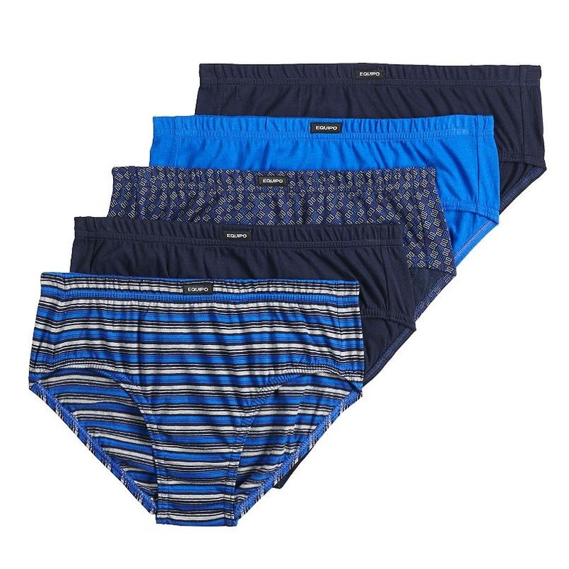 Men’s Equipo 5-Pack Low Rise BRIEF No Fly Premium Cotton Underwear blue black L