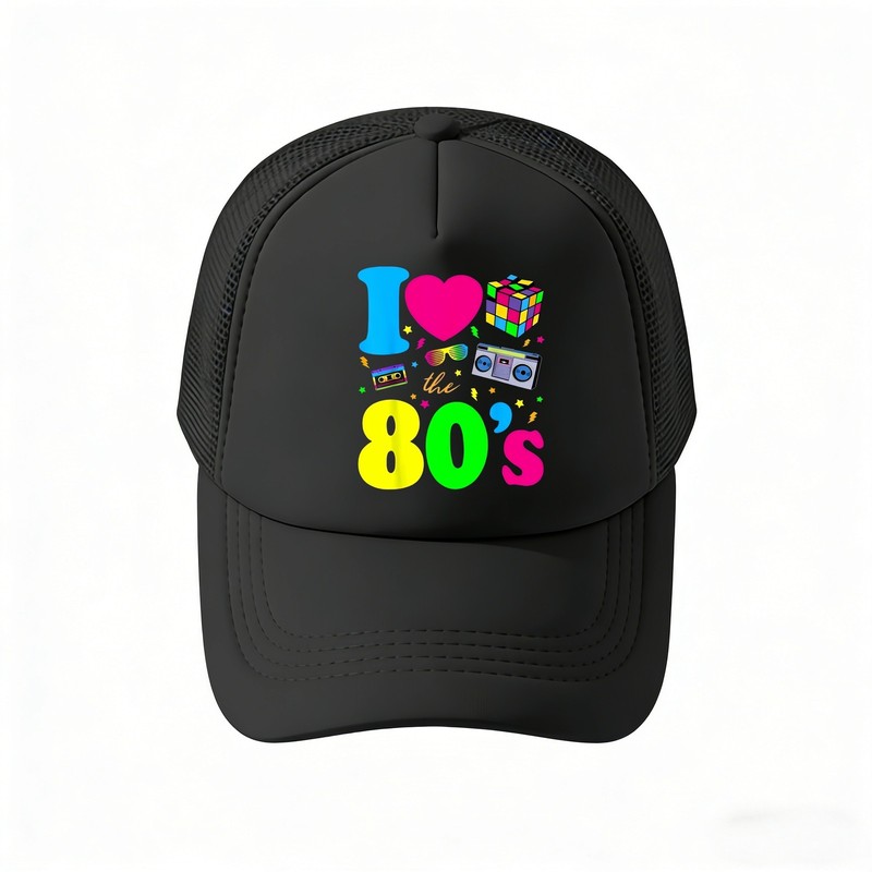 Custom Text Logo Trucker Hat Retro Black Mesh Snapback Personalized Gift Cap gallery