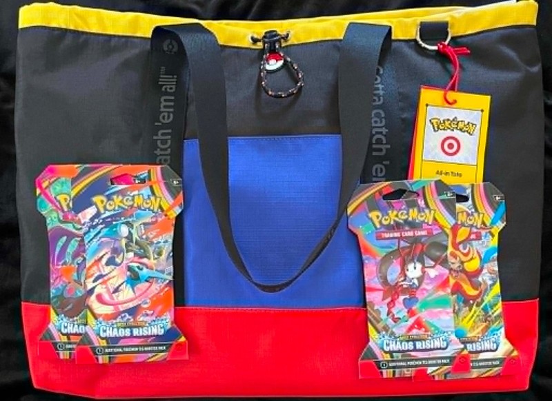 Pokémon x Target Adventure Tote Colorblock Black/Yellow/Blue/Red Zip, Charm