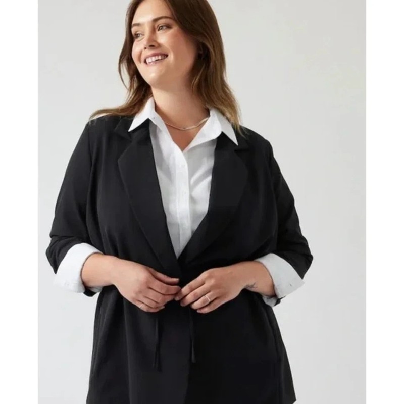 Athleta 20 Endless Primatwill Blazer Black Stretch Elastic Waist #860105 gallery