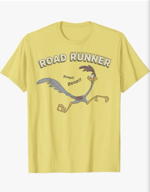 Looney Tunes Road Runner Yellow T Shirt Men’s Large Short Sleeve