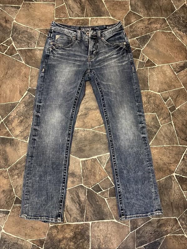 Buckle Salvage Mayhem Boot Jeans Mens 28×30 Medium Wash Distressed Western Y2K