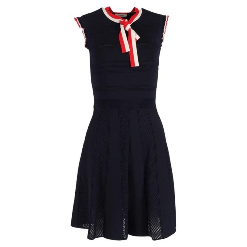 SANDRO PARIS FIDELIA DRESS Knitted Ribbon size 38 retail 385 G2U