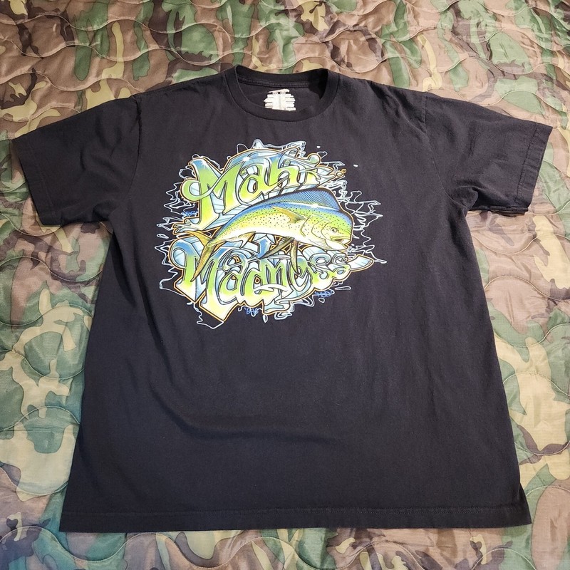 Columbia PFG T-Shirt Black Short Sleeve Saltwater Mahi Madness Shirt Large