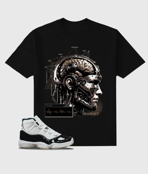 Cyborg Robot T-Shirt Sneaker Match Graphic Tee Sci Fi Techwear Men Black Top