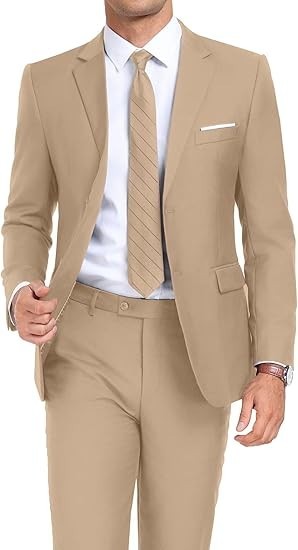 Mens 2 Piece Suit Set Slim Fit 2 Button Dress Suits Tuxedo Set Wedding Blazer gallery