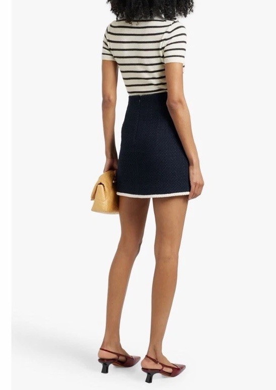 Veronica Beard Roman Mini Navy Blue Cotton Blend tweed Skirt Lined Sz 2 NWT $348 gallery