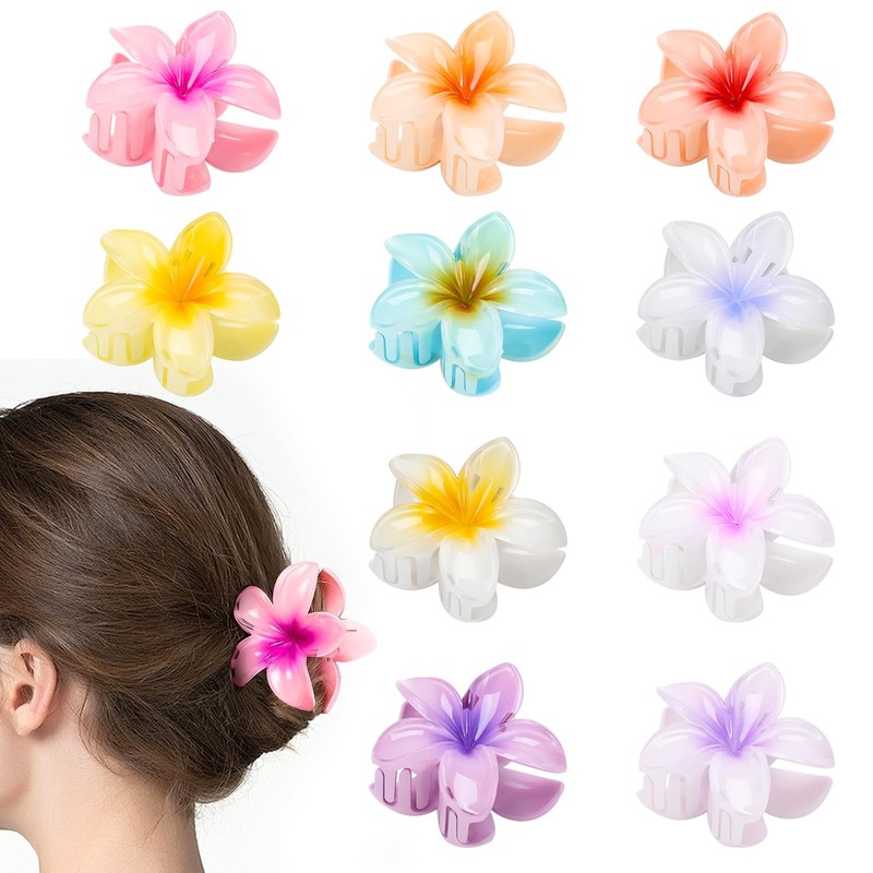 HAPTIME 10 Pack Flower Hair Clips, Beach 1 Count (Pack of 10), 10